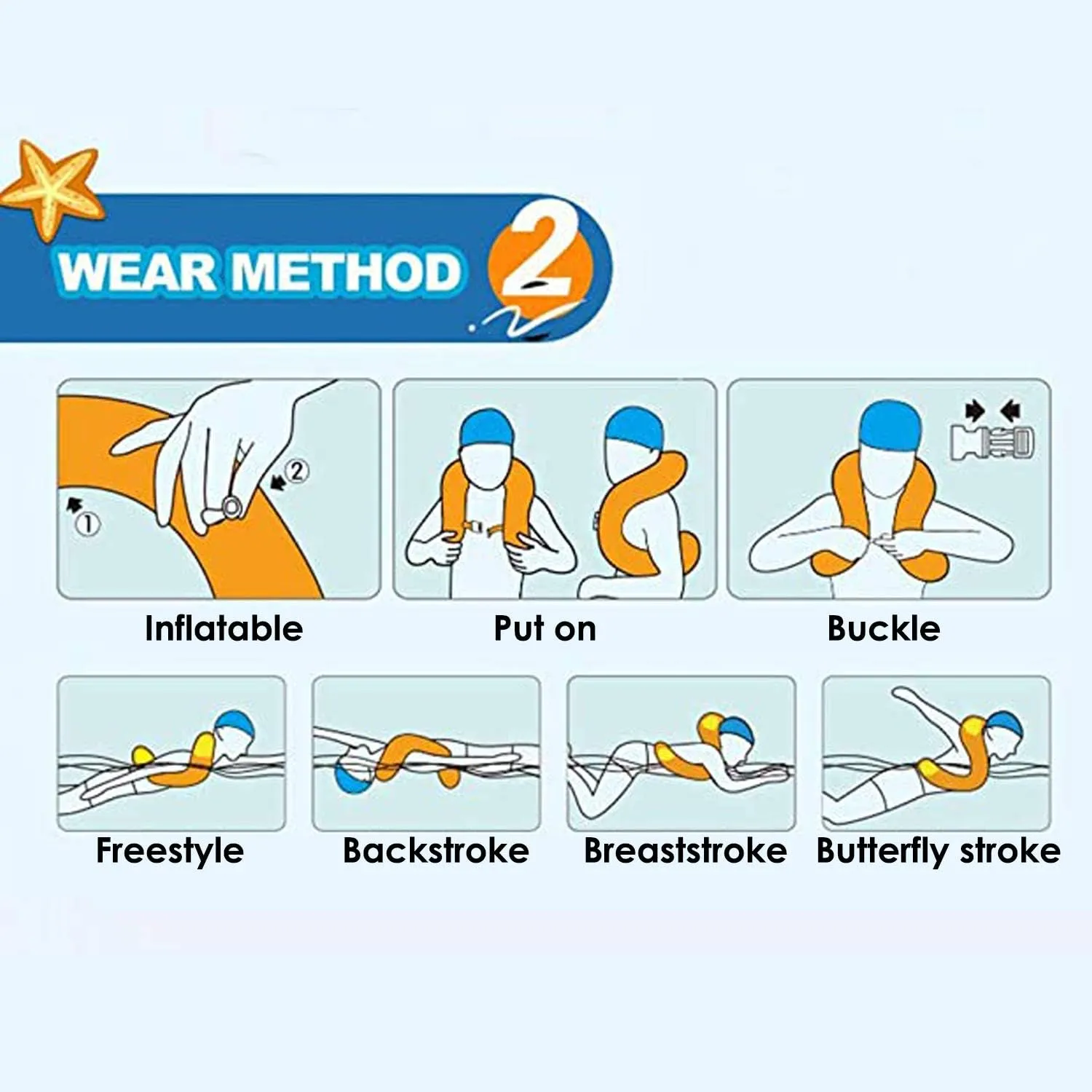 Floaties Swim Vest for Child, Portable Inflatable Pool Floats Swimming Ring with Adjustable Safety Buckle, Safety Swim Arm Bands with Double Surround Air Bag, Durable Float Tube for Kids