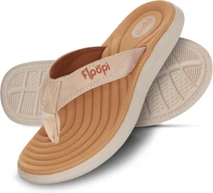 Floopi Flip Flops for Women Durable Memory Foam Textured Insole Sandals Ladies Beach Sandals with Indoor & Outdoor Anti Skid Soles