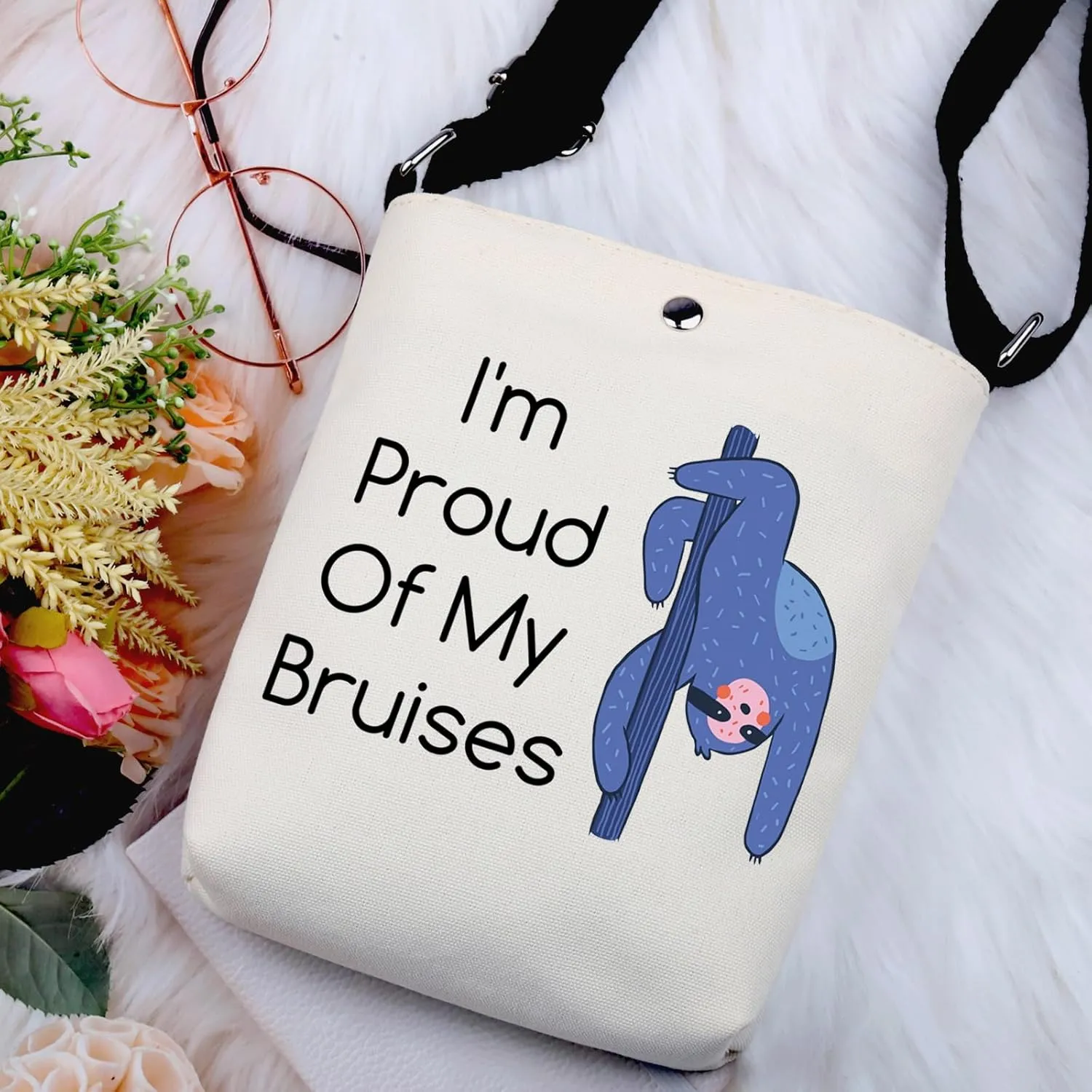 G2TUP Pole Dancing Lover Gift I'm Proud Of My Bruises Sloth Pole Dance Makeup Bag Zipper Travel Bag (Proud Of My Bruises X)