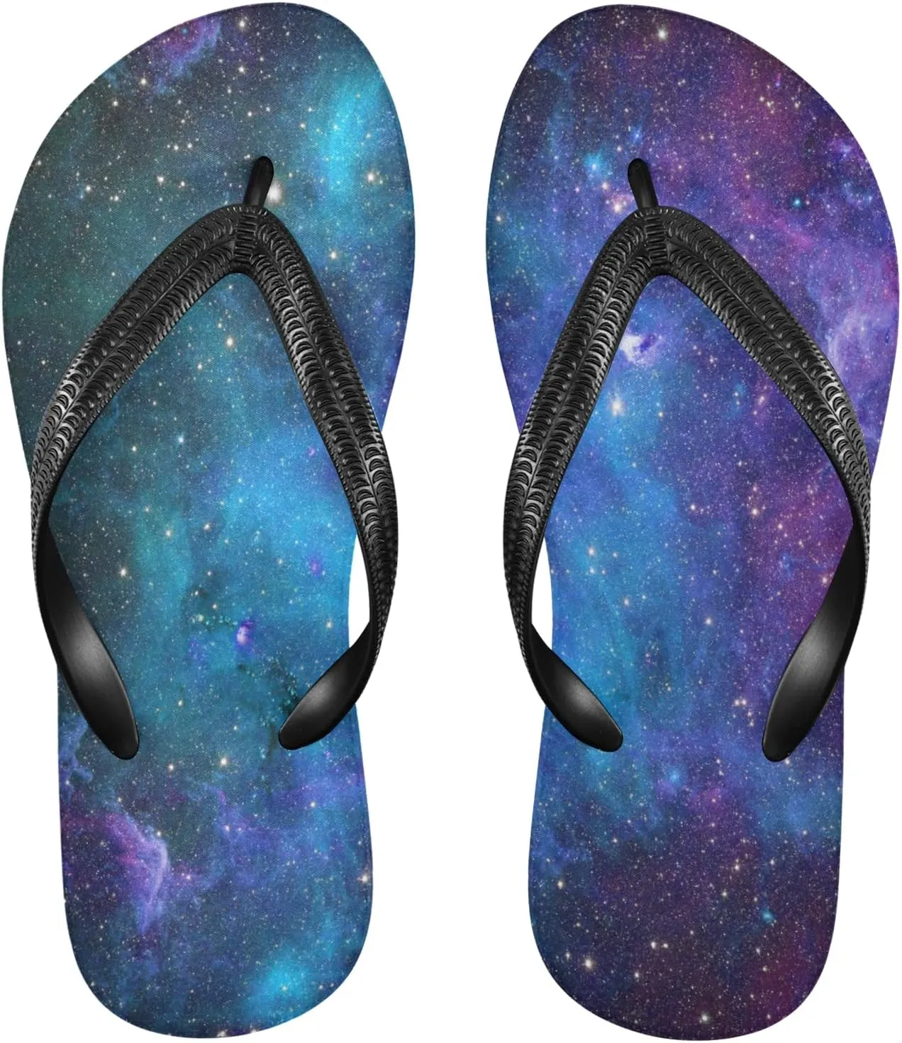 Galaxy Stars Womens Flip Flops Nebula Starry Sky Summer Beach Sandals Casual Thong Slippers Comfortable Shower Slippers Non Slip Water Sandals shoes L