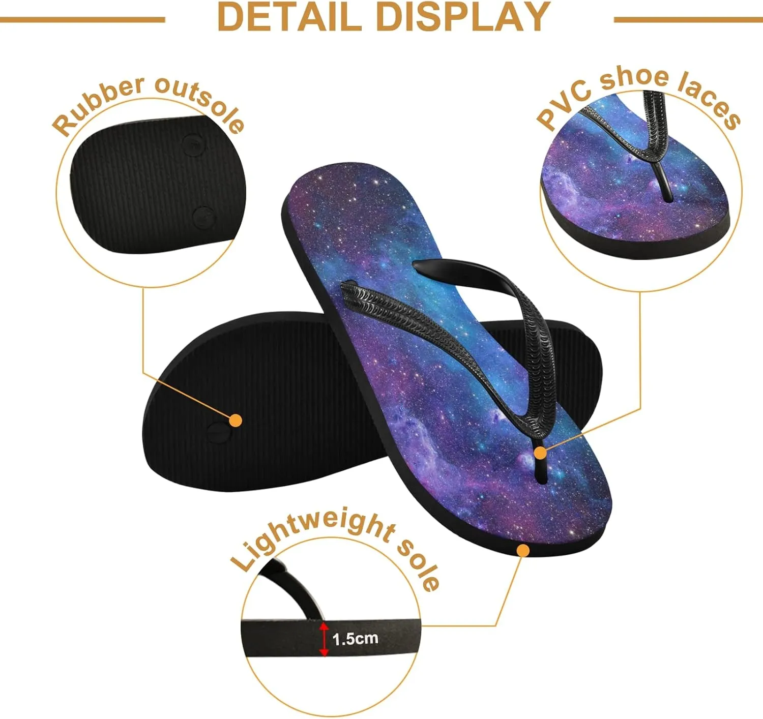 Galaxy Stars Womens Flip Flops Nebula Starry Sky Summer Beach Sandals Casual Thong Slippers Comfortable Shower Slippers Non Slip Water Sandals shoes L