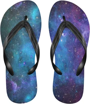 Galaxy Stars Womens Flip Flops Nebula Starry Sky Summer Beach Sandals Casual Thong Slippers Comfortable Shower Slippers Non Slip Water Sandals shoes L