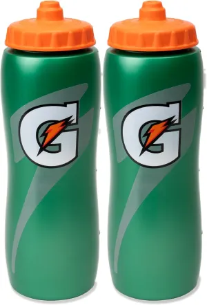 Gatorade 32 Oz Squeeze Water Sports Bottle - Pack of 2 - New Easy Grip Design
