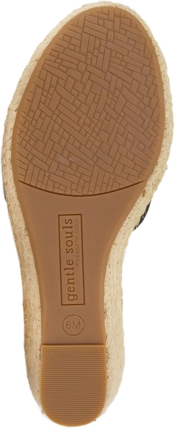 Gentle Souls by Kenneth Cole Women's Charli X Band Buckle Heeled Sandal Espadrille Wedge