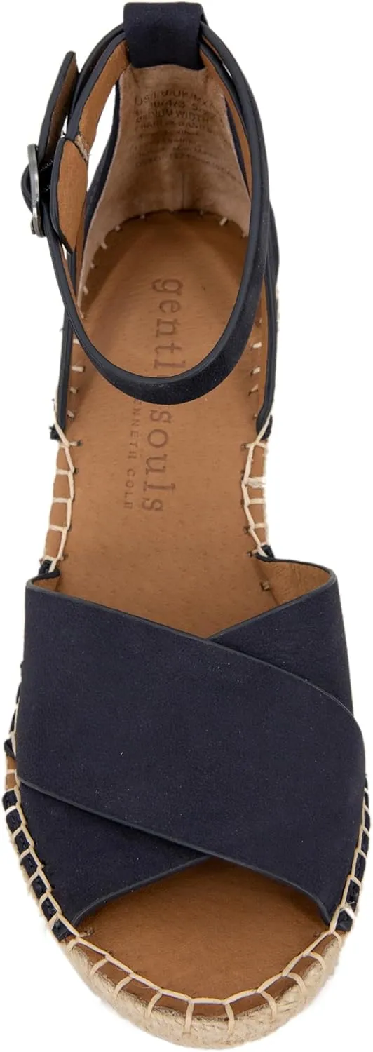Gentle Souls by Kenneth Cole Women's Charli X Band Buckle Heeled Sandal Espadrille Wedge