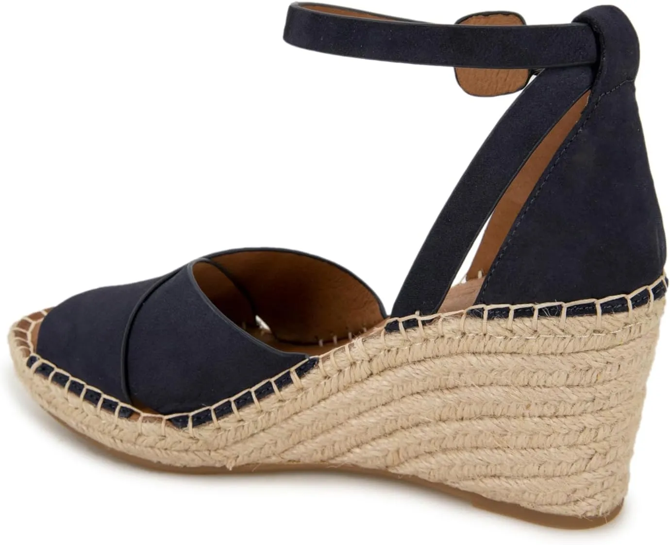 Gentle Souls by Kenneth Cole Women's Charli X Band Buckle Heeled Sandal Espadrille Wedge