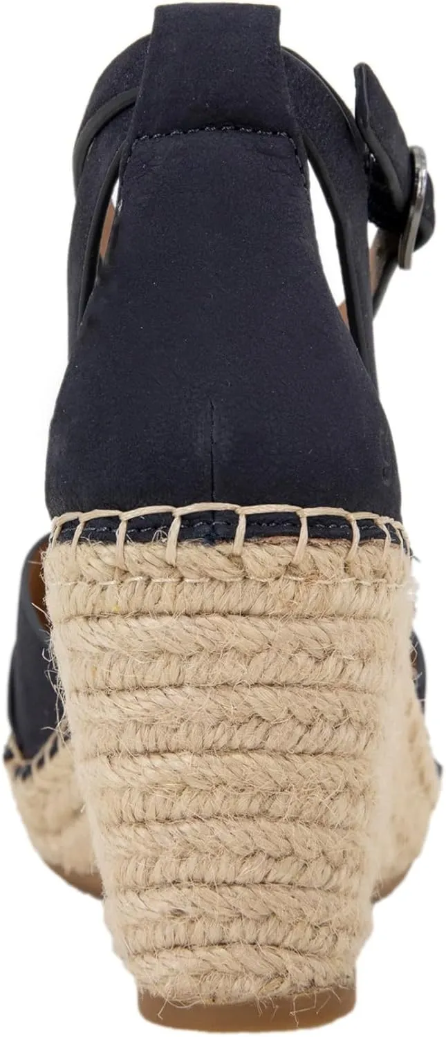 Gentle Souls by Kenneth Cole Women's Charli X Band Buckle Heeled Sandal Espadrille Wedge