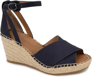 Gentle Souls by Kenneth Cole Women's Charli X Band Buckle Heeled Sandal Espadrille Wedge
