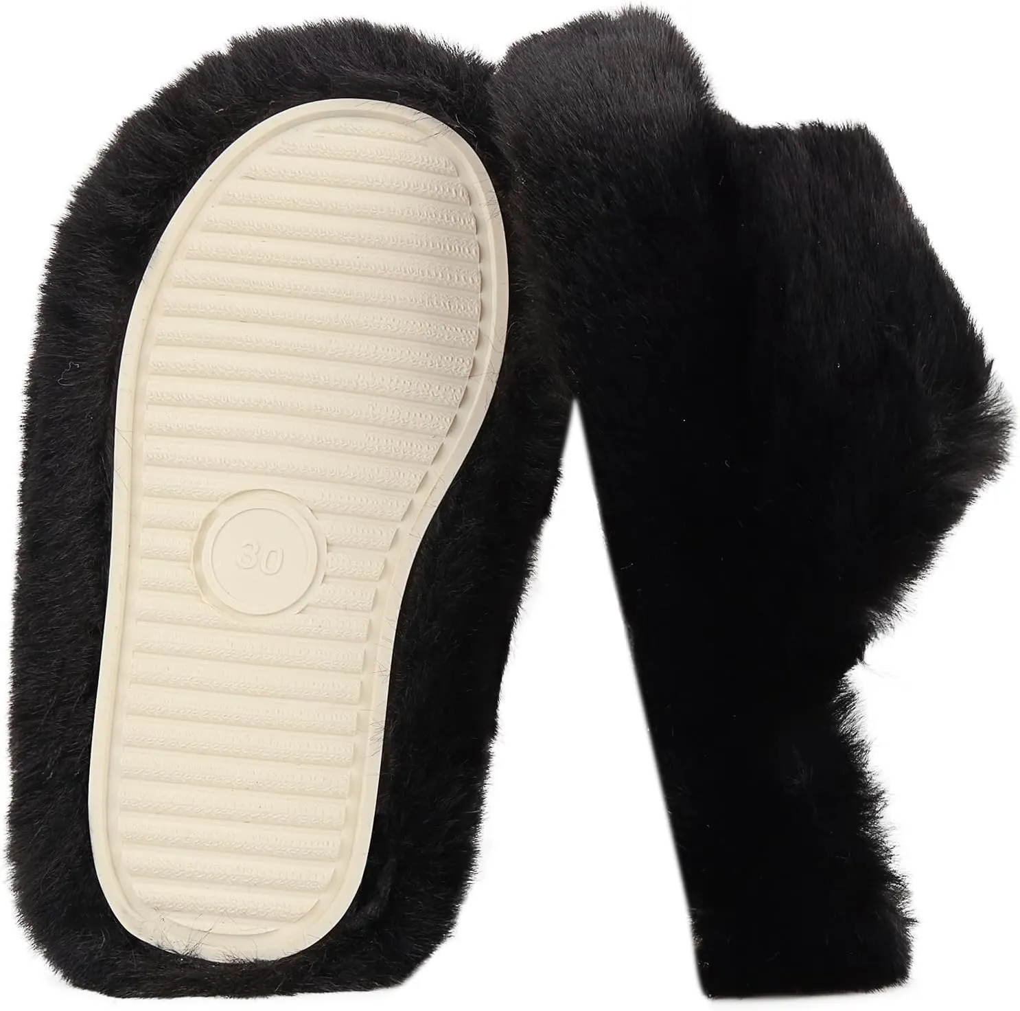 Girls Fuzzy Memory Foam Slippers Comfy丨Kids Fluffy Plush Open Toe House Slippers丨Slip On Furry Home Slides丨Indoor Outdoor Fur Flip Flop