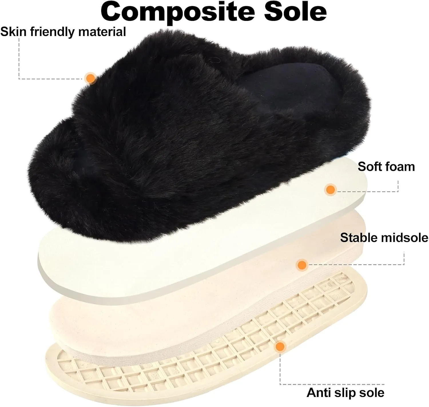 Girls Fuzzy Memory Foam Slippers Comfy丨Kids Fluffy Plush Open Toe House Slippers丨Slip On Furry Home Slides丨Indoor Outdoor Fur Flip Flop