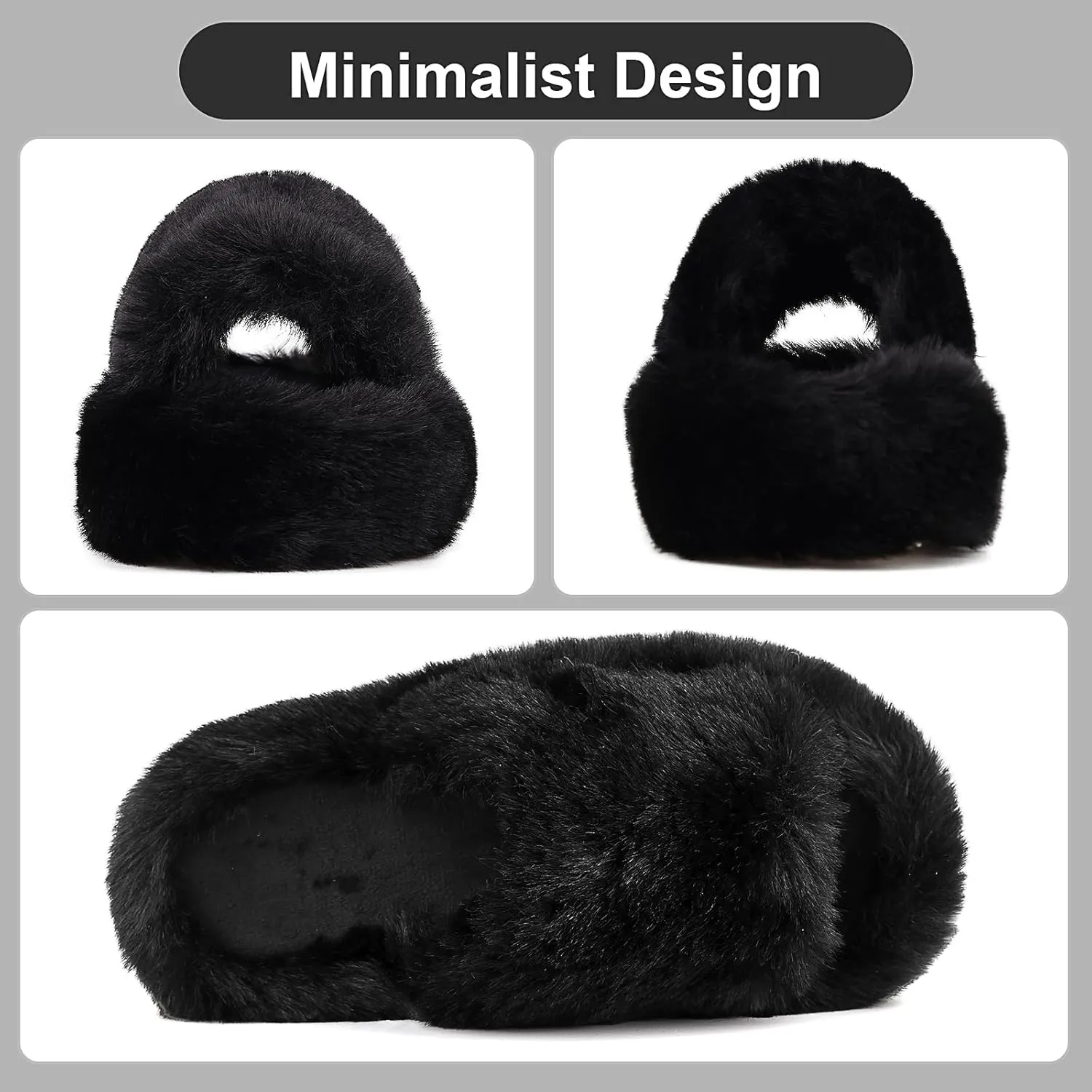 Girls Fuzzy Memory Foam Slippers Comfy丨Kids Fluffy Plush Open Toe House Slippers丨Slip On Furry Home Slides丨Indoor Outdoor Fur Flip Flop