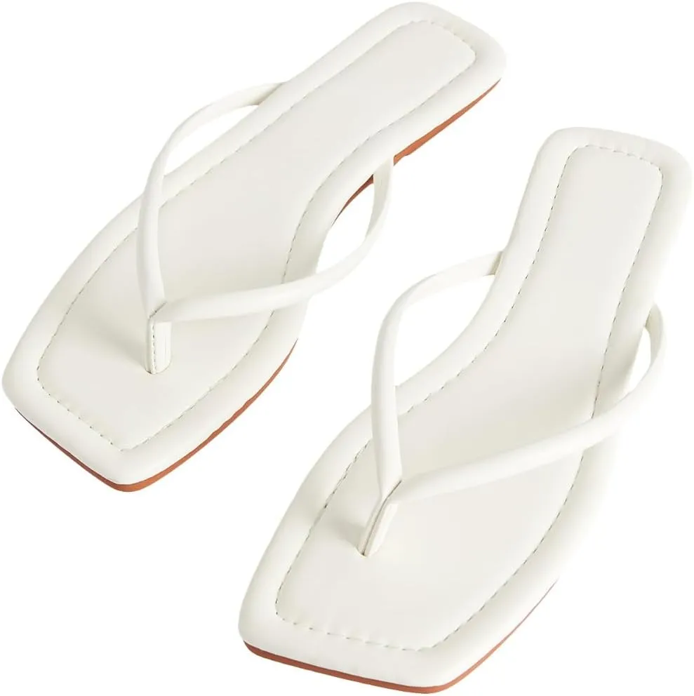 GORGLITTER Women's Flip Flops Square Thong Sandals Summer Flat Slippers