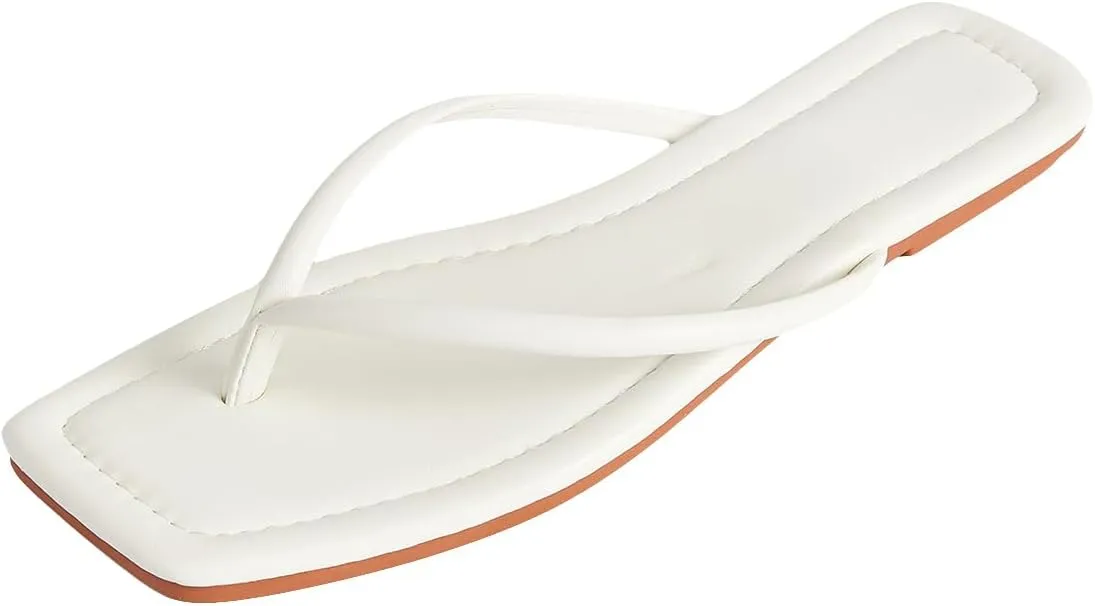 GORGLITTER Women's Flip Flops Square Thong Sandals Summer Flat Slippers