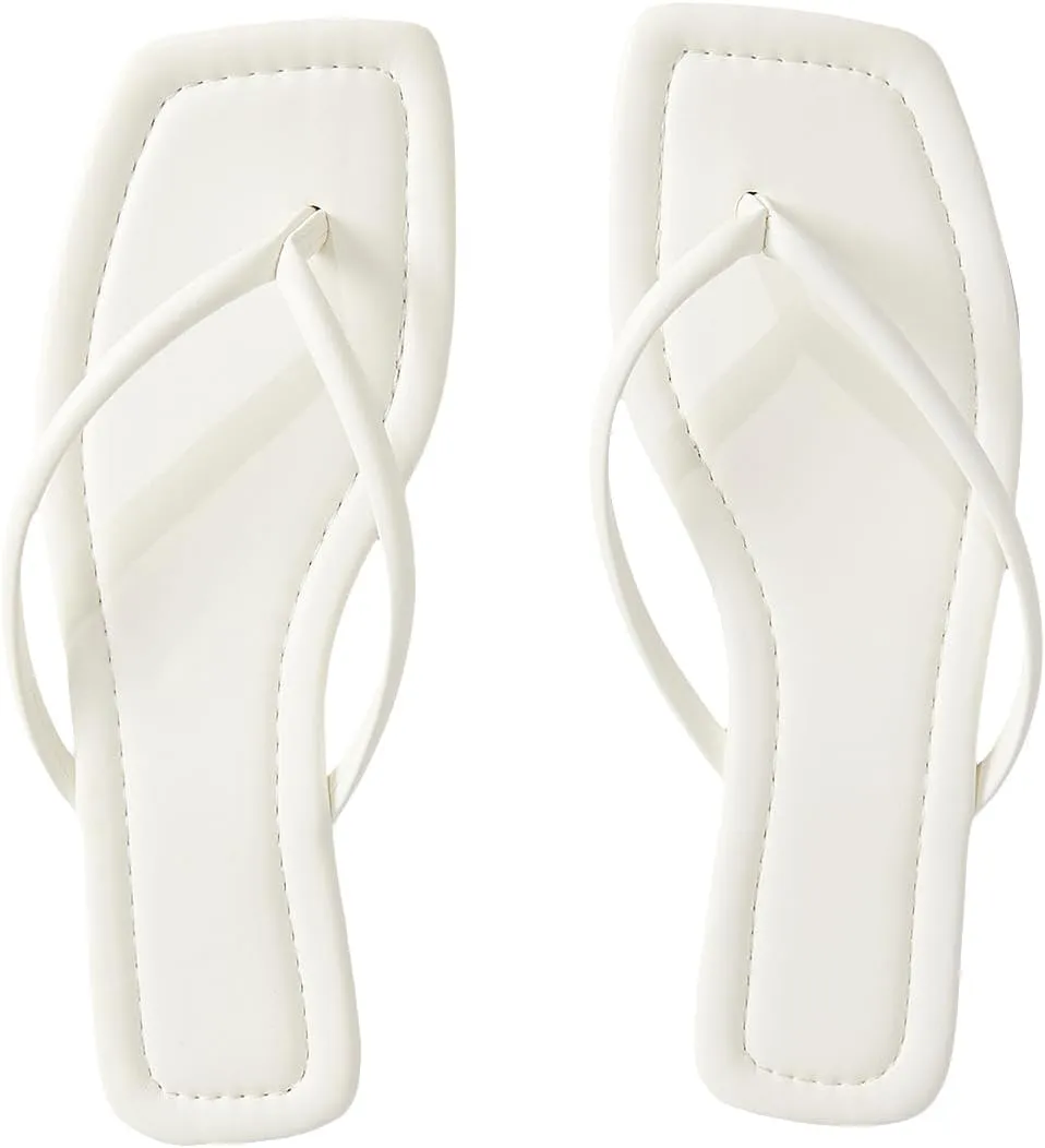 GORGLITTER Women's Flip Flops Square Thong Sandals Summer Flat Slippers