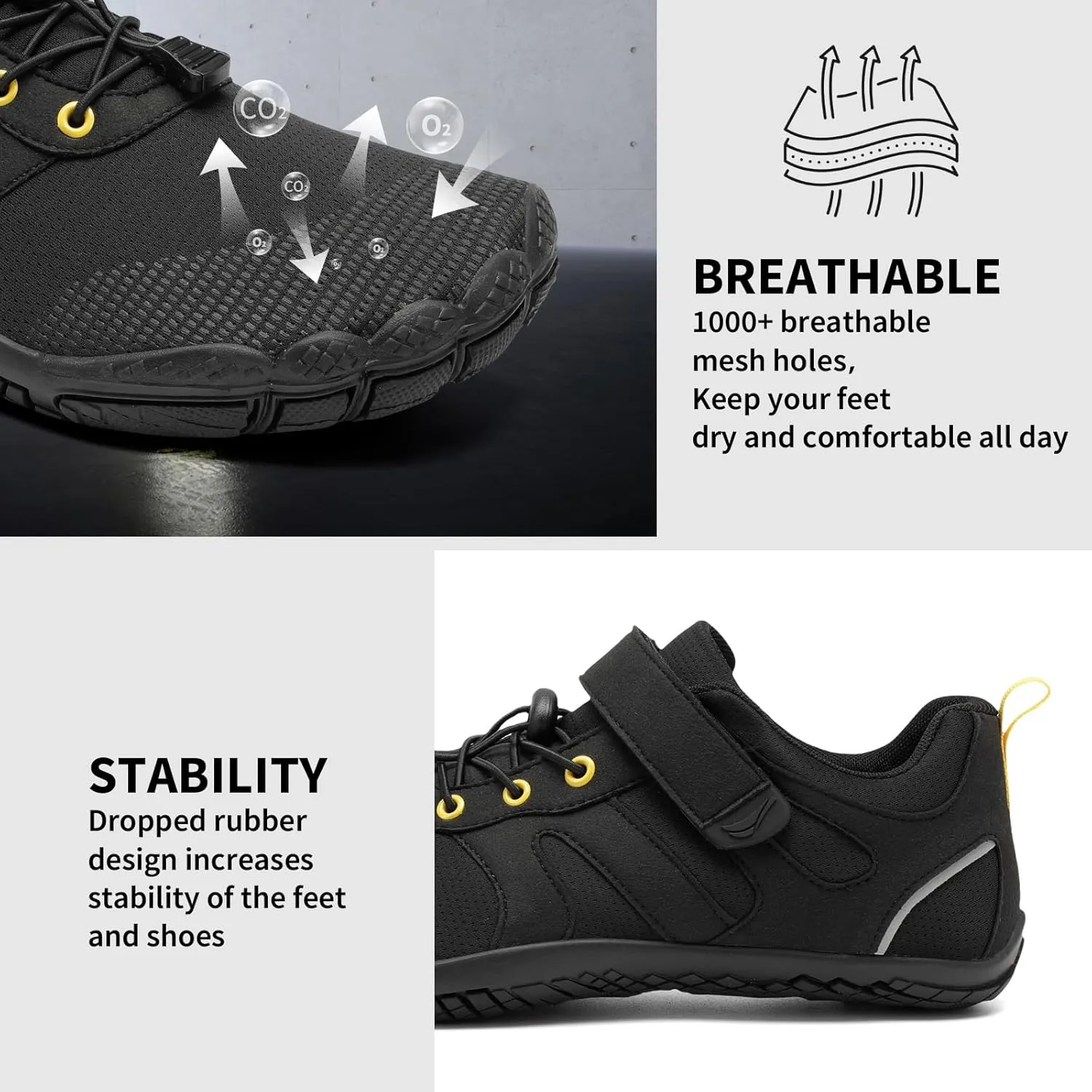 Grand Attack Barefoot Shoes Men Wide Toe Box Zero Drop Men's Trail Running Cross-Trainer Wrestling Boxing Weightlifting Walking Shoes