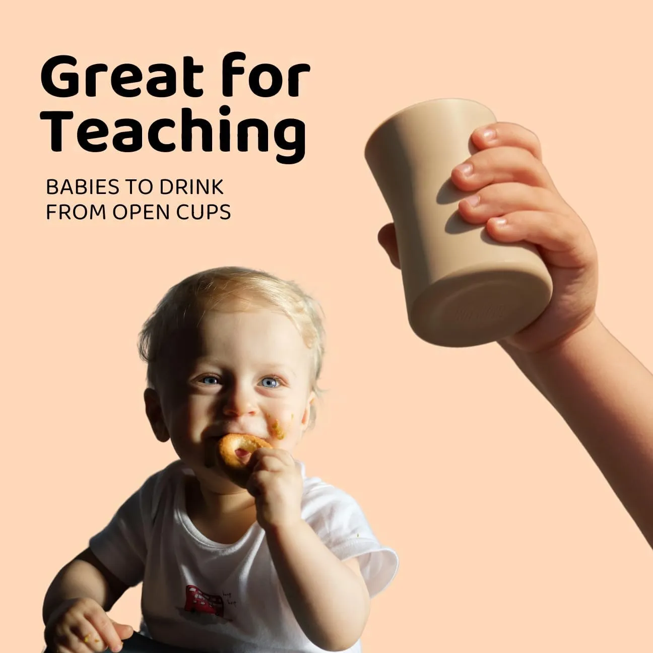 Grip Cup, Silicone Open Training Cup for Baby and Toddler, 3 fl oz, Easy Grip, Non-Slip, Heavy Base, Microwave & Dishwasher Safe, No BPA, Pack of 2, Matcha Green
