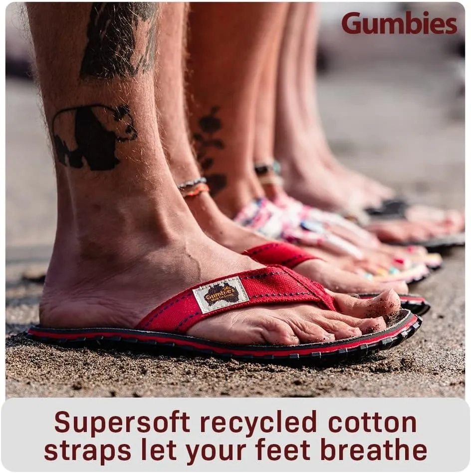Gumbies Islander Unisex Flip Flops, with Supersoft Cotton Toe Post and Durable Recycled Rubber Sole - Comfort Guaranteed