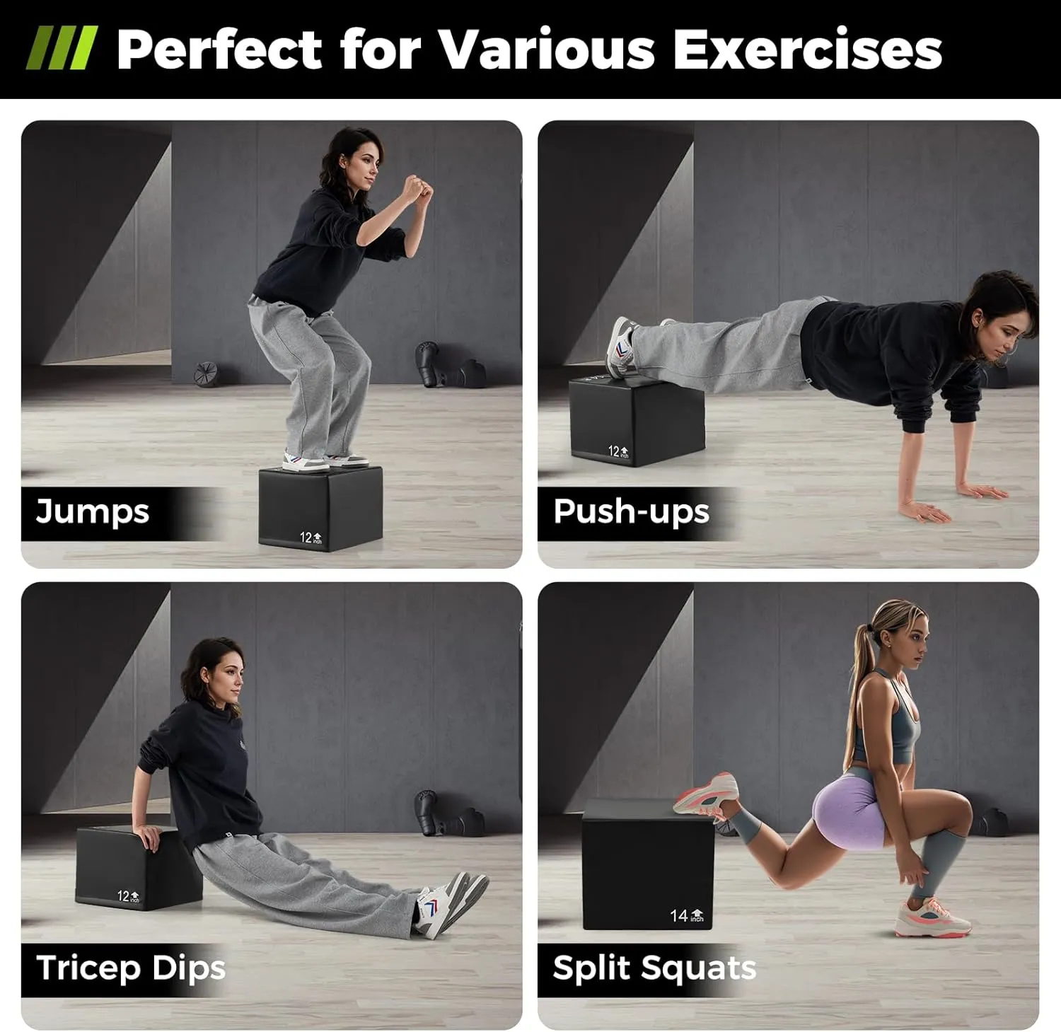 GYMAX Plyometric Jump Box, 3 in 1 Plyo Jumping Training Box with Non-Slip & Easy-to-Clean PU Cover, Heavy Foam Exercise Trainer for Home Gym, Multiple Options