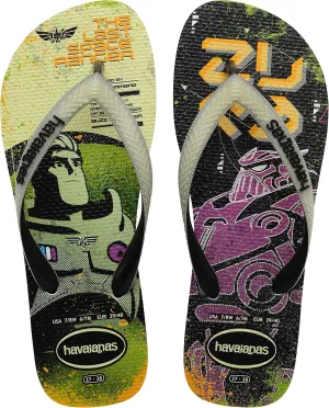 Havaianas Kids Buzz Lightyear Glow In The Dark Flip Flop Sandals, Black/Green, Size 10 Children