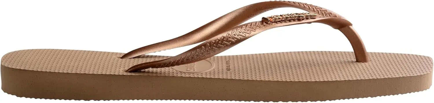 Havaianas Women's Slim Square Logo Metallic Flip-Flop