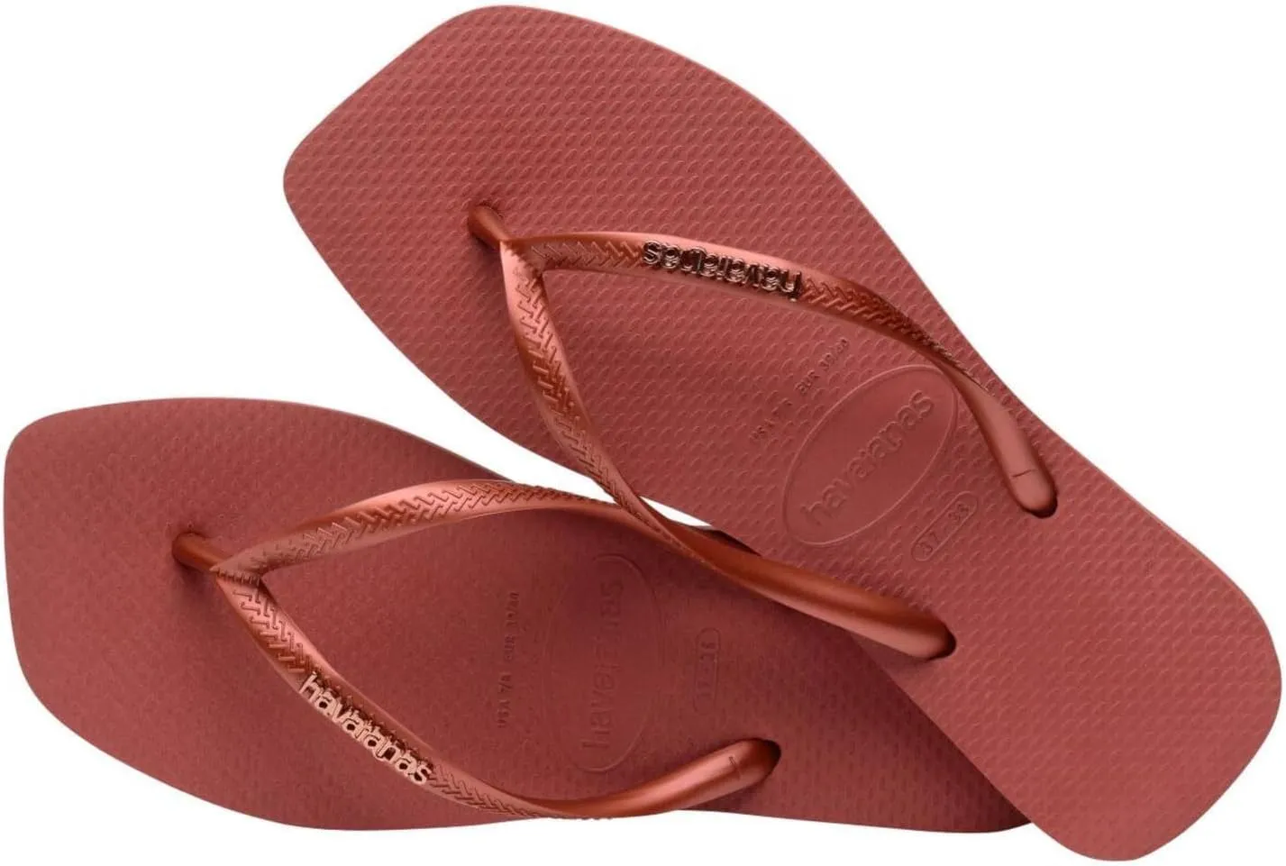 Havaianas Women's Slim Square Logo Metallic Flip-Flop