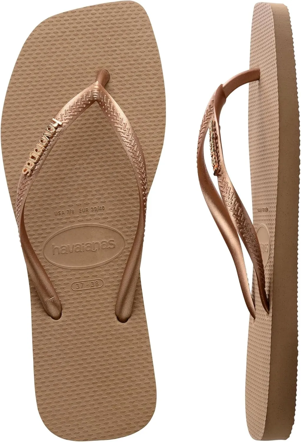 Havaianas Women's Slim Square Logo Metallic Flip-Flop
