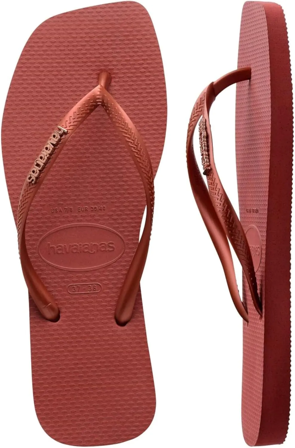 Havaianas Women's Slim Square Logo Metallic Flip-Flop