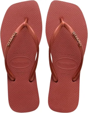 Havaianas Women's Slim Square Logo Metallic Flip-Flop