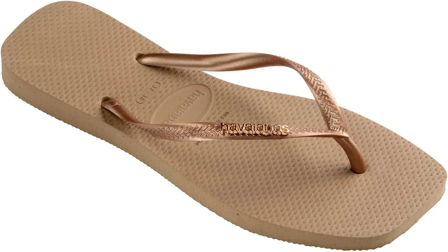 Havaianas Women's Slim Square Logo Metallic Flip-Flop