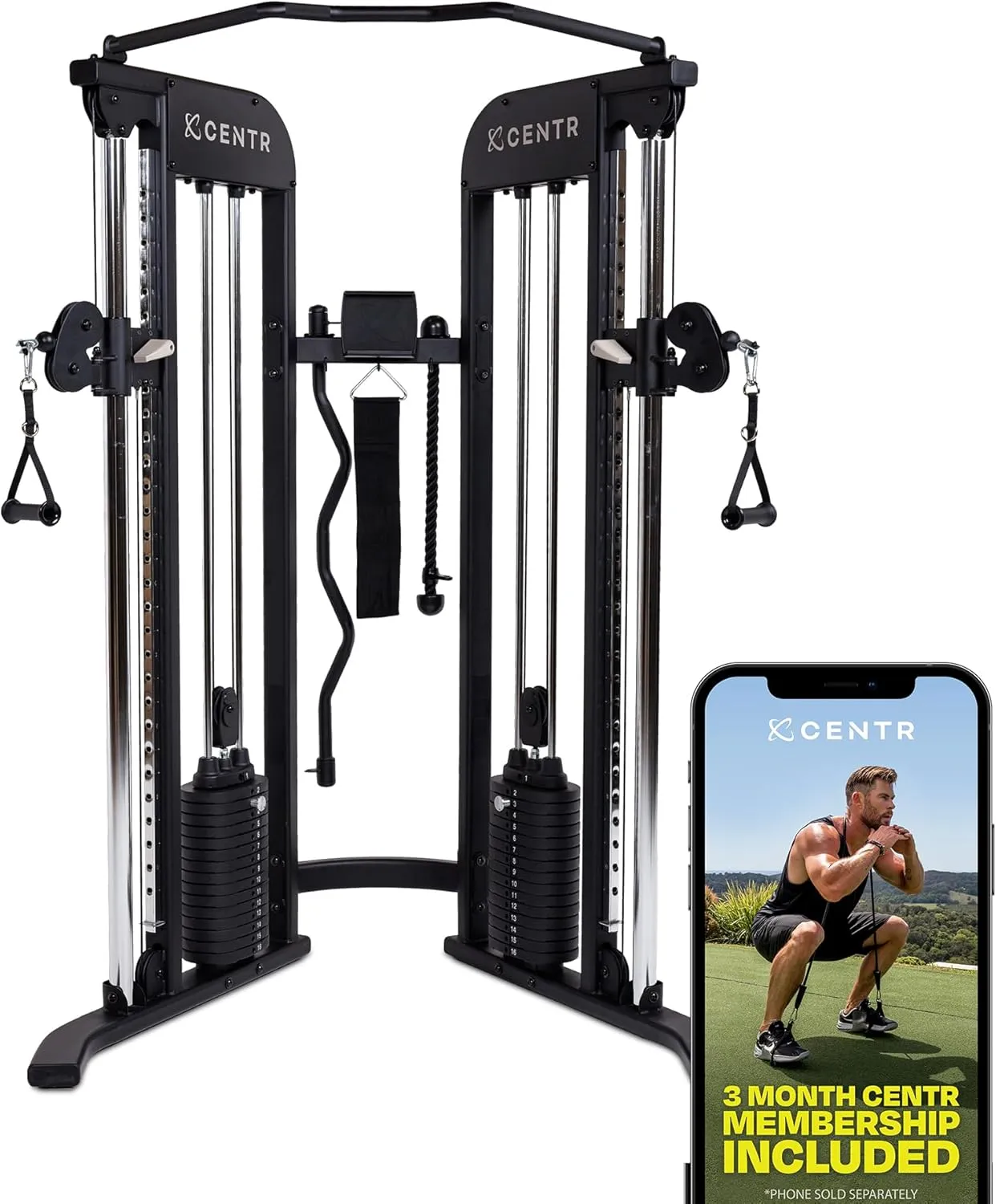 Home Gym Functional Trainer - Multifunctional Cable Machine Home Gym System - Workout Weight Machine for Strength Training - Full Body Compact Exercise & Fitness Equipment Set