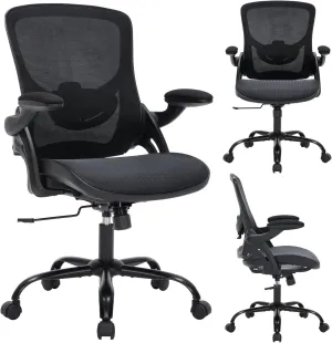 Home Office Desk Chair, Executive Computer Desk Chair Ergonomic Office Chair with Non-Deformable Mesh, Adjustable Lumbar Support, Swivel Rolling Chair for Adult Gaming Working Study-Black