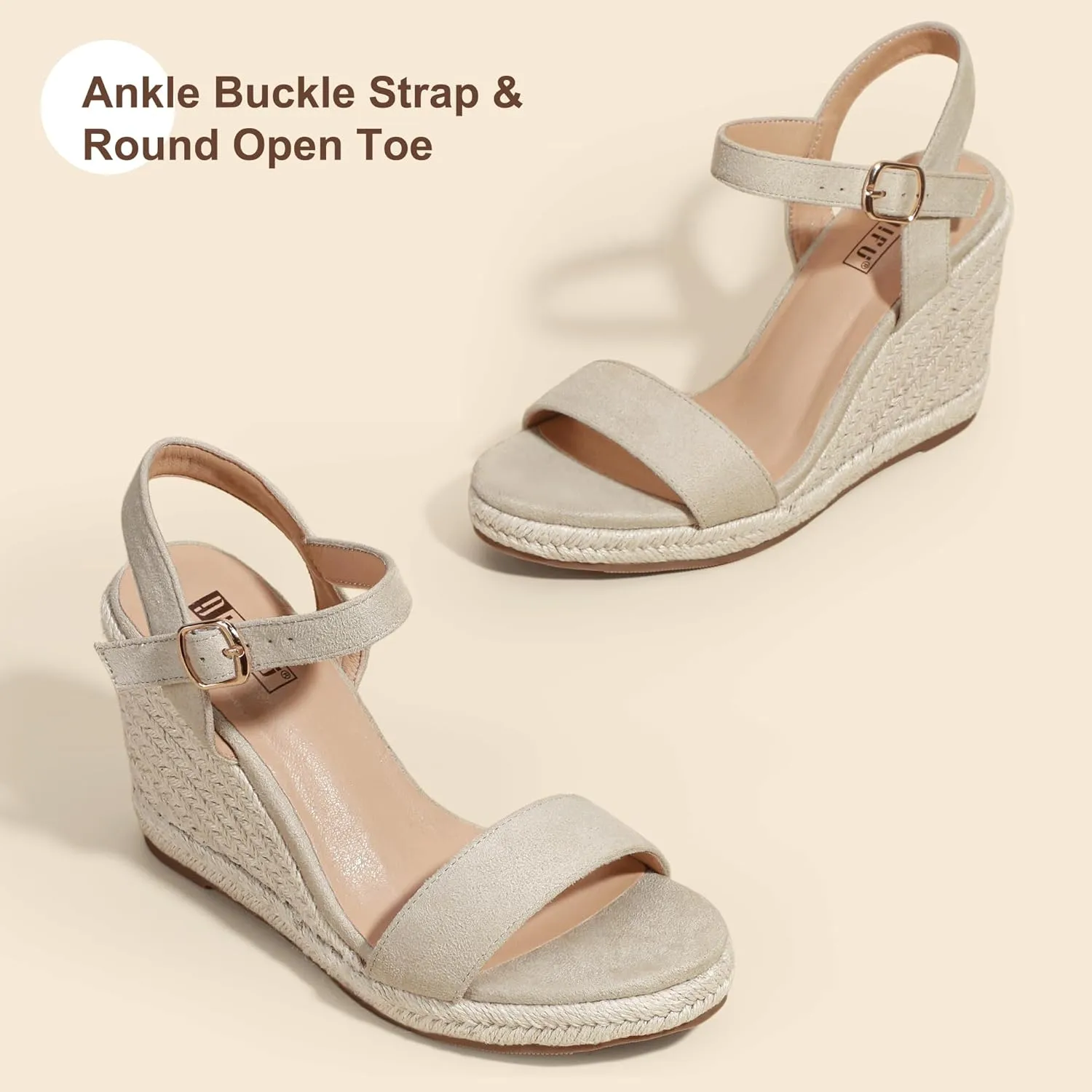 IDIFU IN4 Espadrille Wedges for Women Platform Wedge Sandals High Heels Espadrilles Wedges Heels for Women Sandals Dressy Open Toe Slingback Wedge Shoes Causal Summer Bridal Wedding Prom Wedges