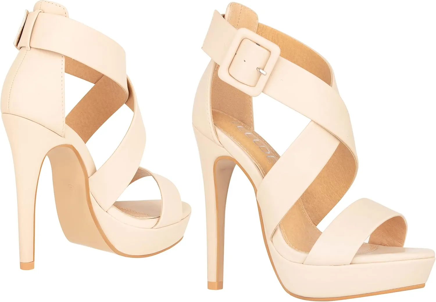 ILLUDE Women's High Heels Open Toe Ankle Strap Stilettos Platform Sexy Party Heeled Sandals – Cake