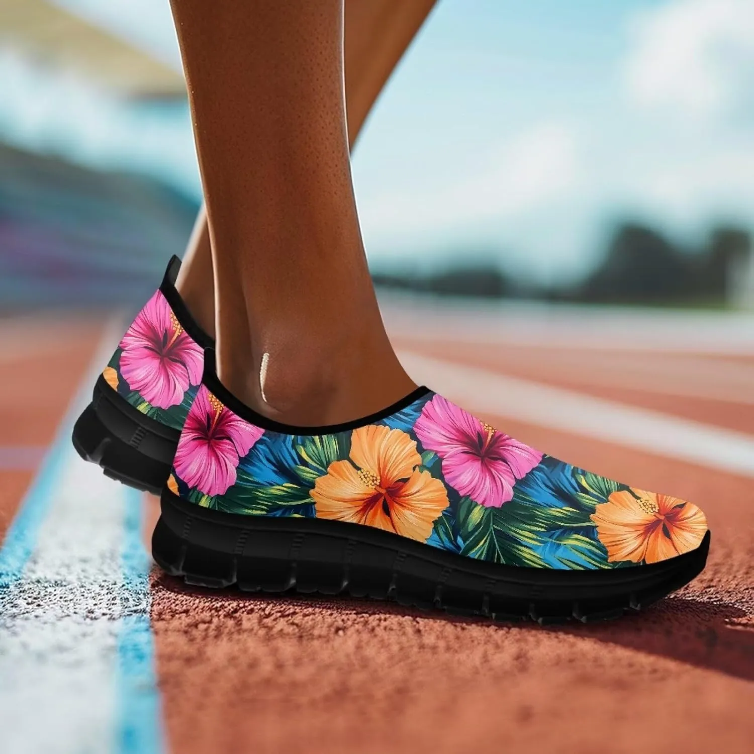 Indoor Outdoor Gym Sneakers Casual House Shoes for Women Classic Soft Breathable and Sweat-Absorbing Walking Loafers for Athletic Size 5.5-11.5 Black Sole