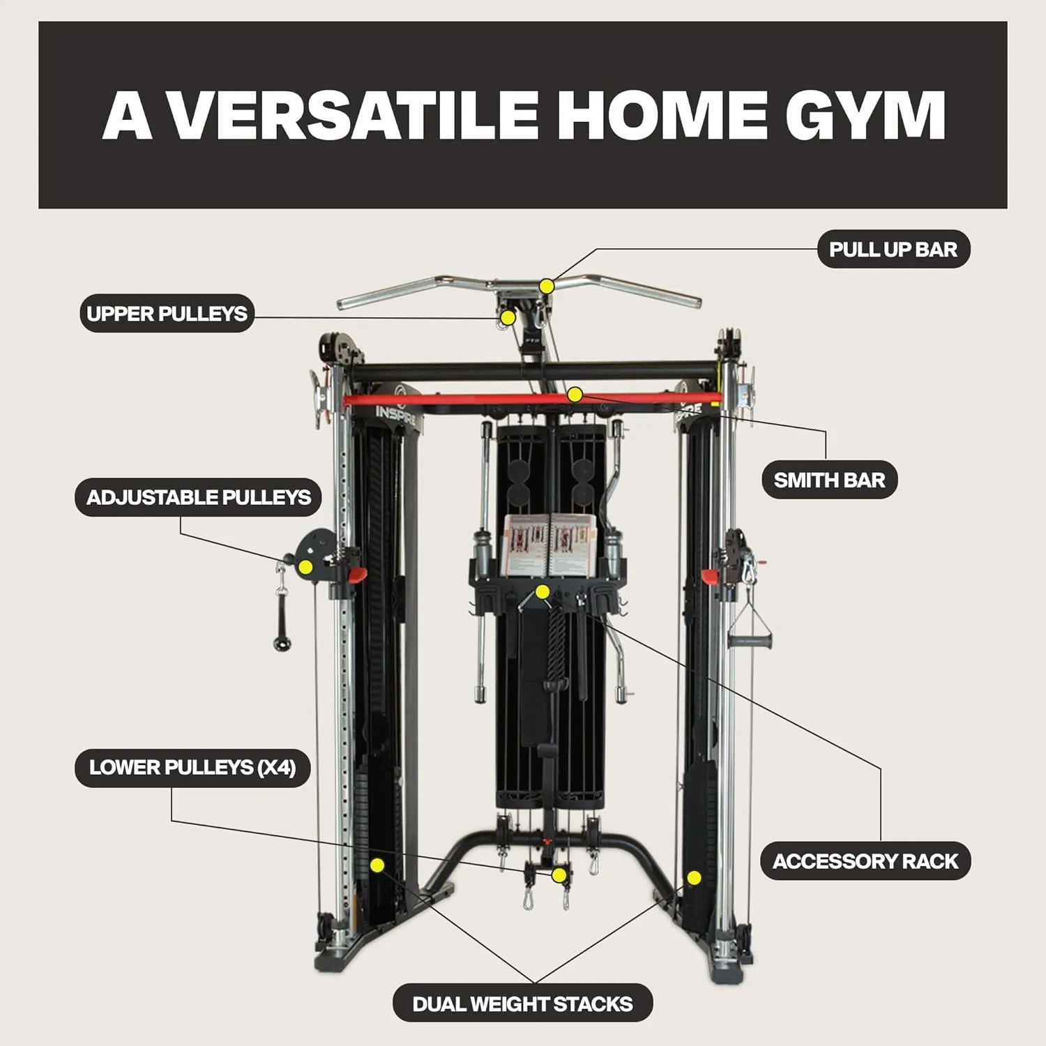 Inspire Fitness FT2 Functional Trainer & Smith Machine Station - at Home Workout Machine for Full Body Strength Training   Squat Exercises
