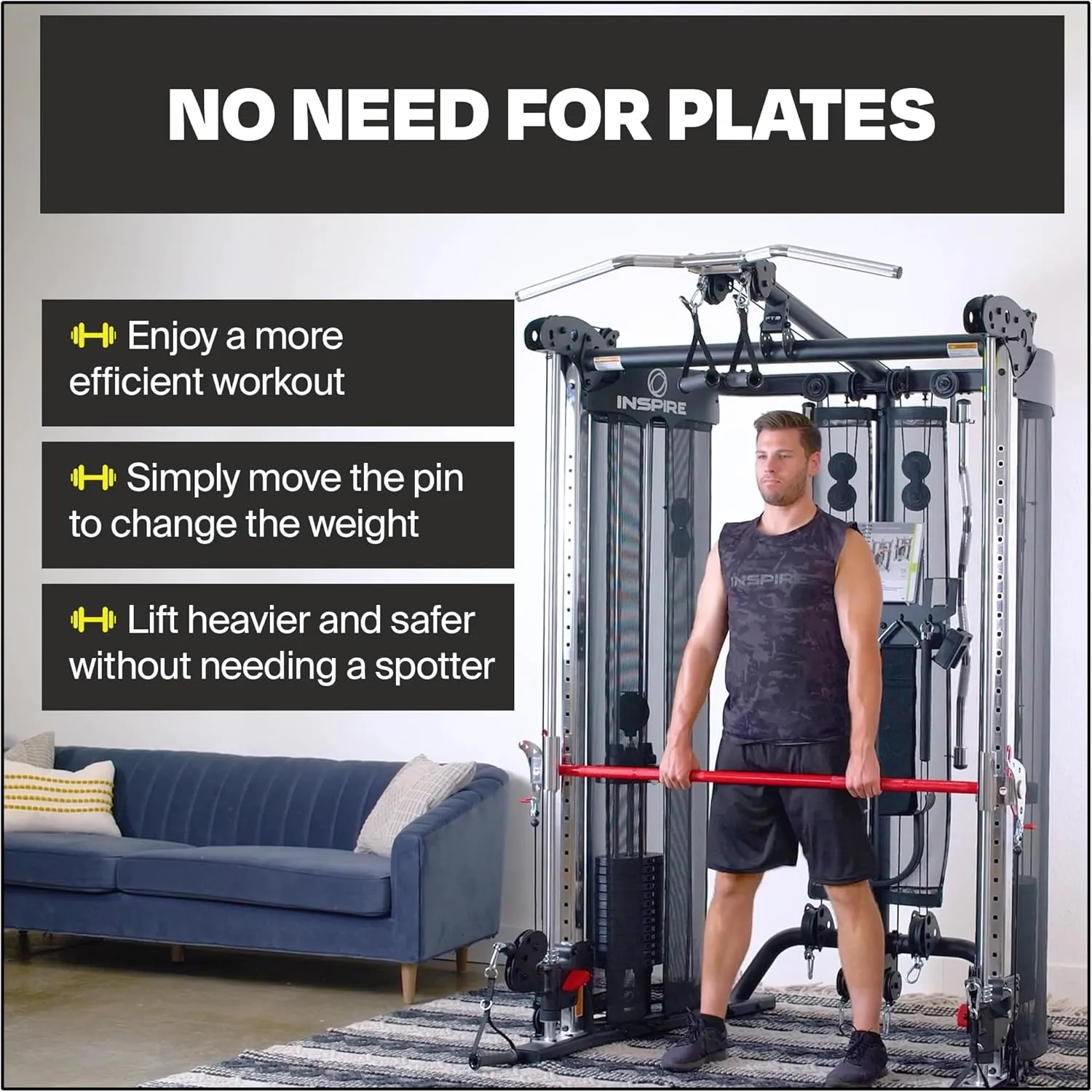 Inspire Fitness FT2 Functional Trainer & Smith Machine Station - at Home Workout Machine for Full Body Strength Training   Squat Exercises