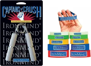 IronMind Two-Way Captains of Crush Grip Strengthener Set: CoC No. 2 Gripper (c. 195 lb. - Life-saving levels of grip strength) and Expand-Your-Hand Bands