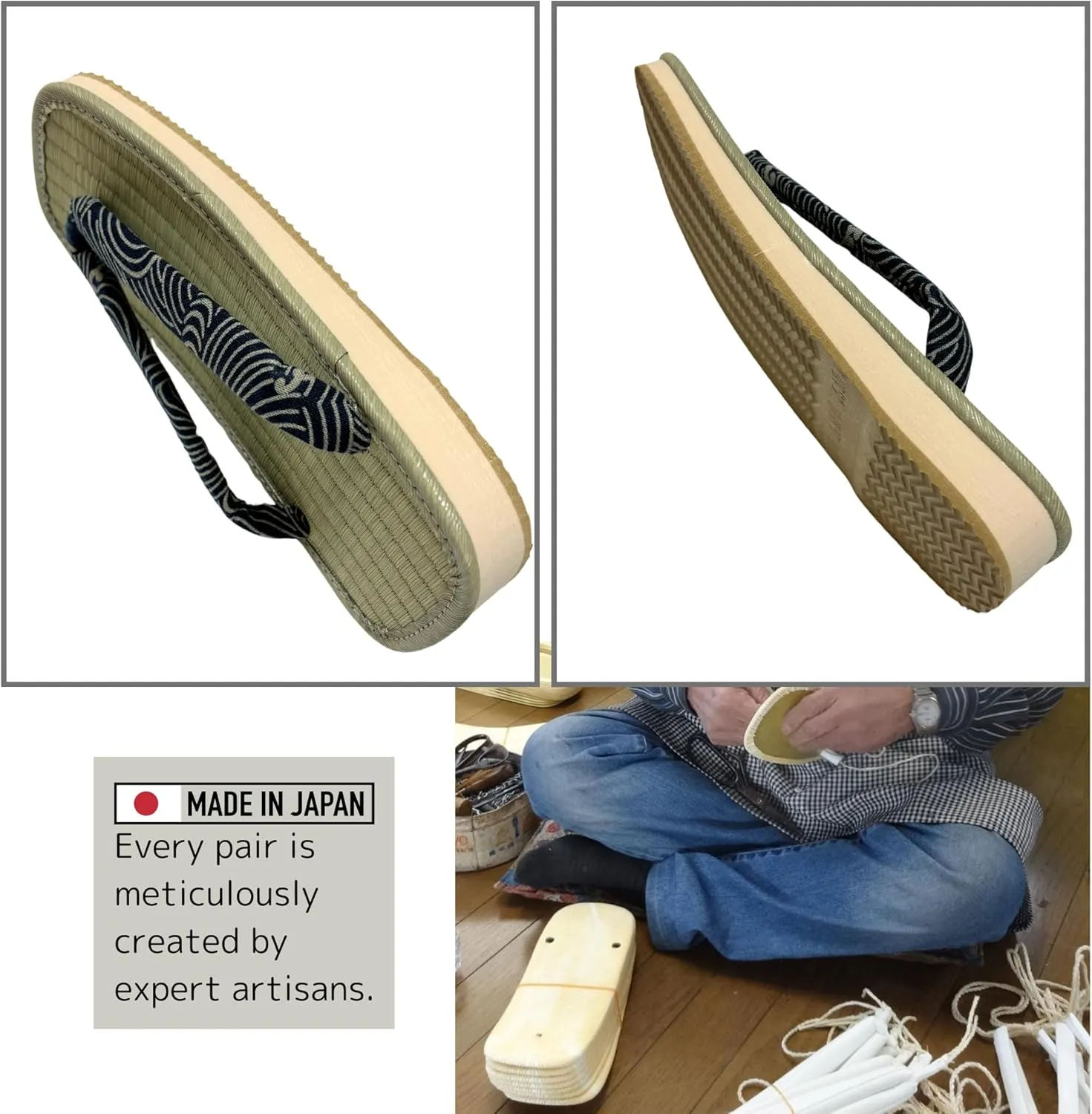 Japanese Sandal Rush Sponge sole Sandal thong Up to oversize men's