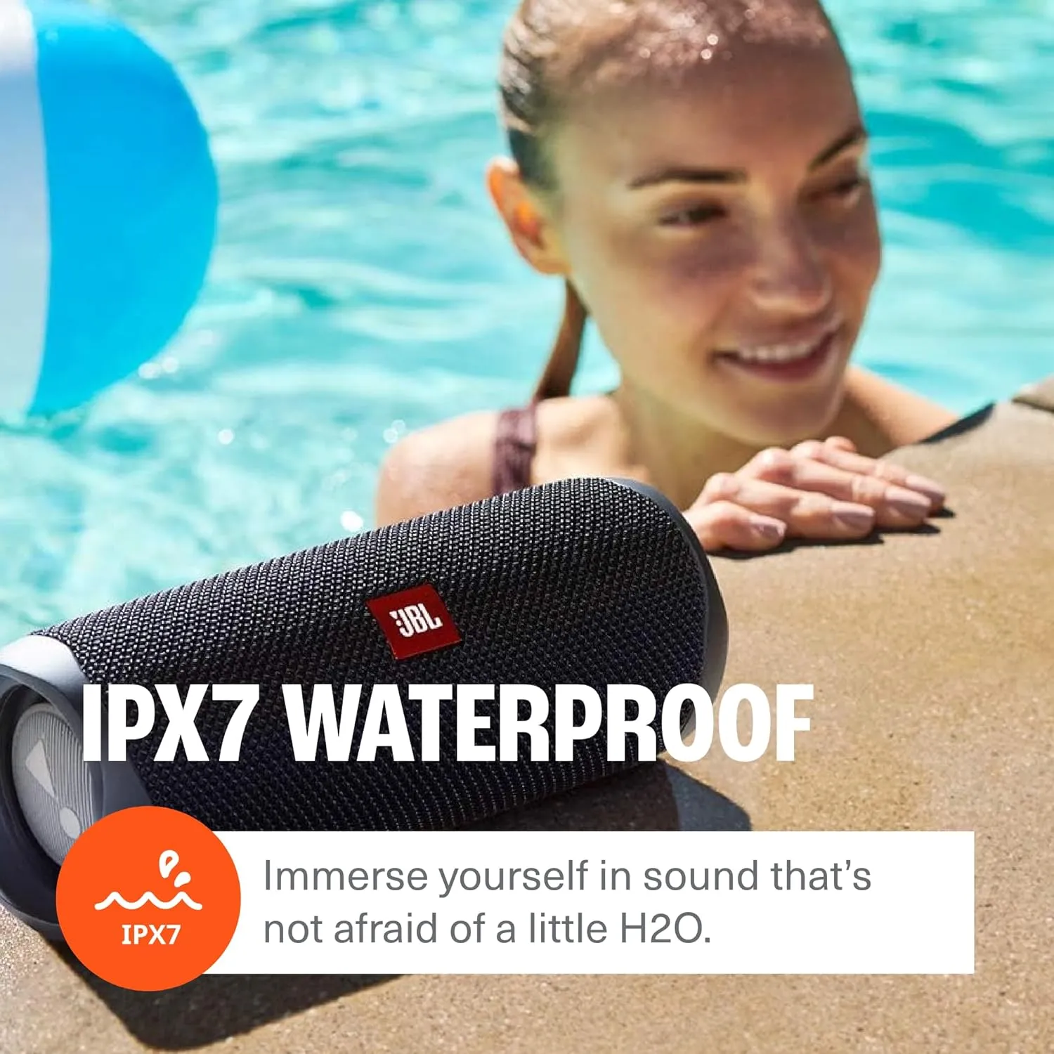 JBL FLIP 5, Waterproof Portable Bluetooth Speaker, White, 3.6 x 3.6 x 8.5