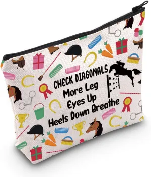 JNIAP Equestrian Trainer Horse Gift Show Jumping Cosmetic Bag Country Girl Gift for Horse Owner (Check Diagonals Bag)