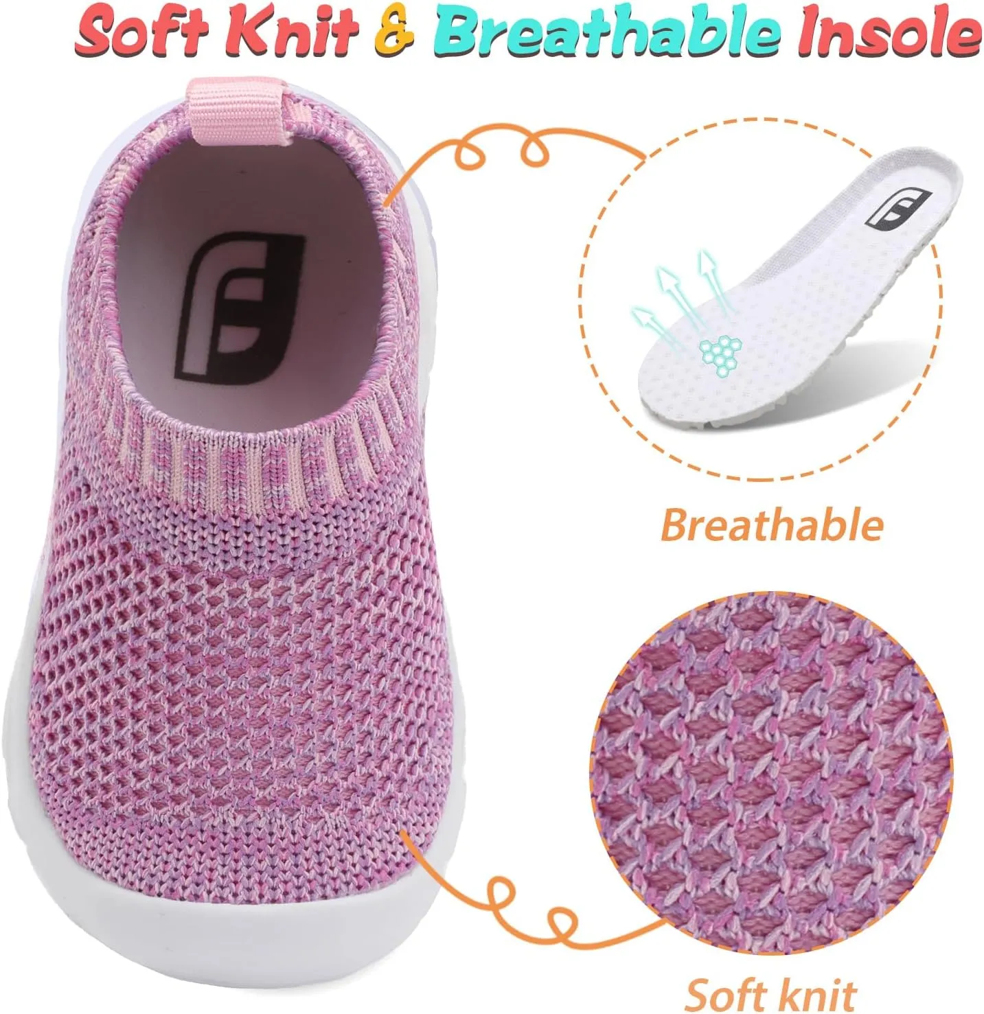 JOINFREE Toddler Boys Girls Sneaker Slip On Shoes Kids Lightweight Breathable Walking Shoes