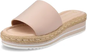 Journee Womens Braided Espadrille Wedge Heel Open Round Toe Slip On Neoprene Rosey Platform Slide Sandal Blush, 8 Wide