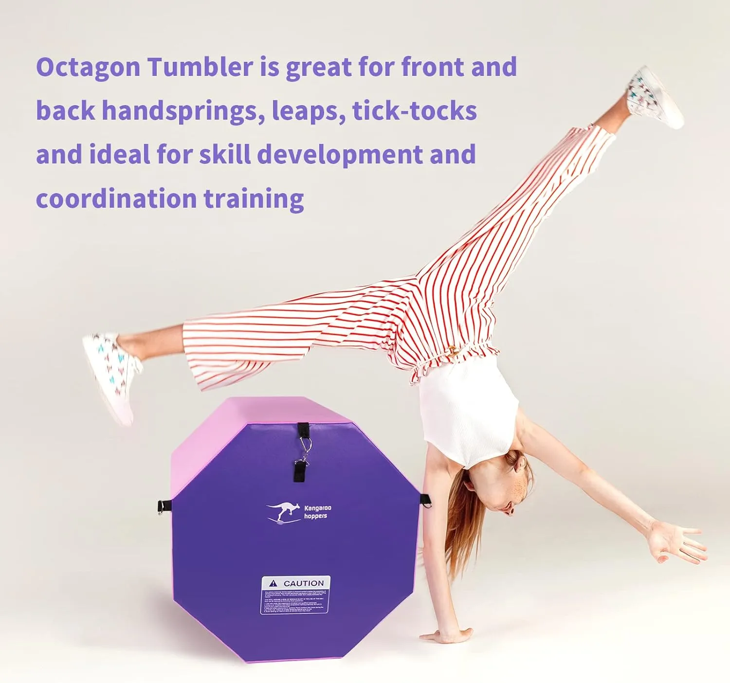 Kangaroo Hoppers Gymnastics Octagon Tumble Mat 24"x26" / 19"x23" with Carrying Handles, Somersault Backbend Tumbling Trainer for Home Gym Exercise