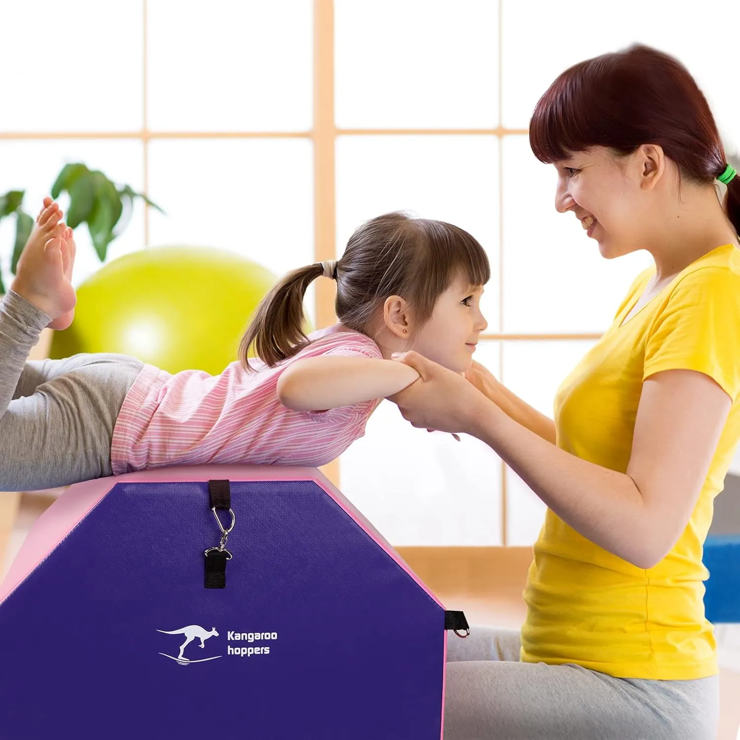Kangaroo Hoppers Gymnastics Octagon Tumble Mat 24"x26" / 19"x23" with Carrying Handles, Somersault Backbend Tumbling Trainer for Home Gym Exercise