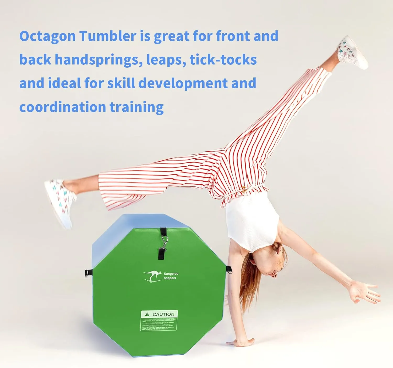 Kangaroo Hoppers Gymnastics Octagon Tumble Mat 24"x26" / 19"x23" with Carrying Handles, Somersault Backbend Tumbling Trainer for Home Gym Exercise