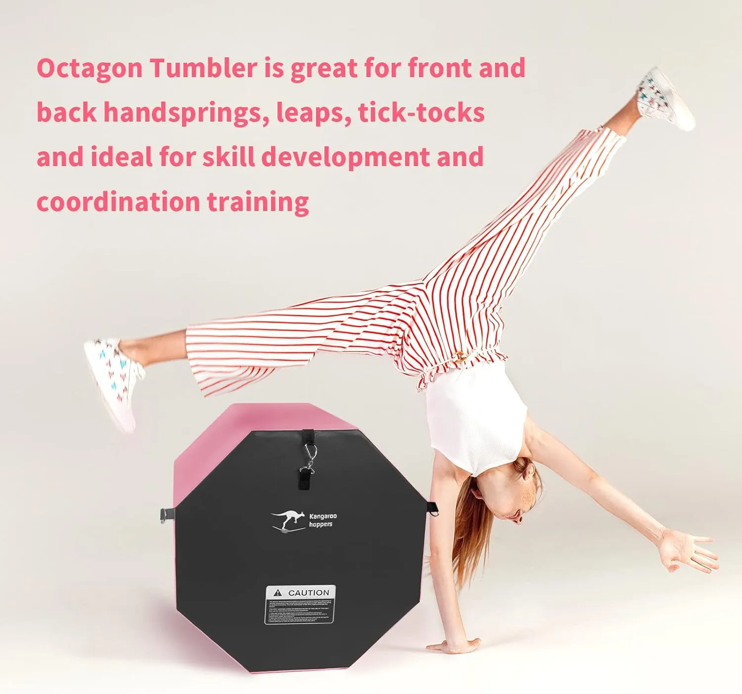 Kangaroo Hoppers Gymnastics Octagon Tumble Mat 24"x26" / 19"x23" with Carrying Handles, Somersault Backbend Tumbling Trainer for Home Gym Exercise