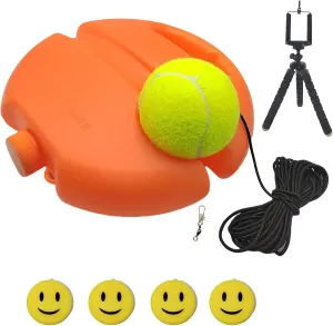 KIDAC Solo Tennis Trainer, Portable Rebounder with String, Practice Ball, Self Training Tool for Skill Improvement, Includes 1pcs Trainer, 1pcs Universal Camera Stand, 4pcs Tennis Dampeners