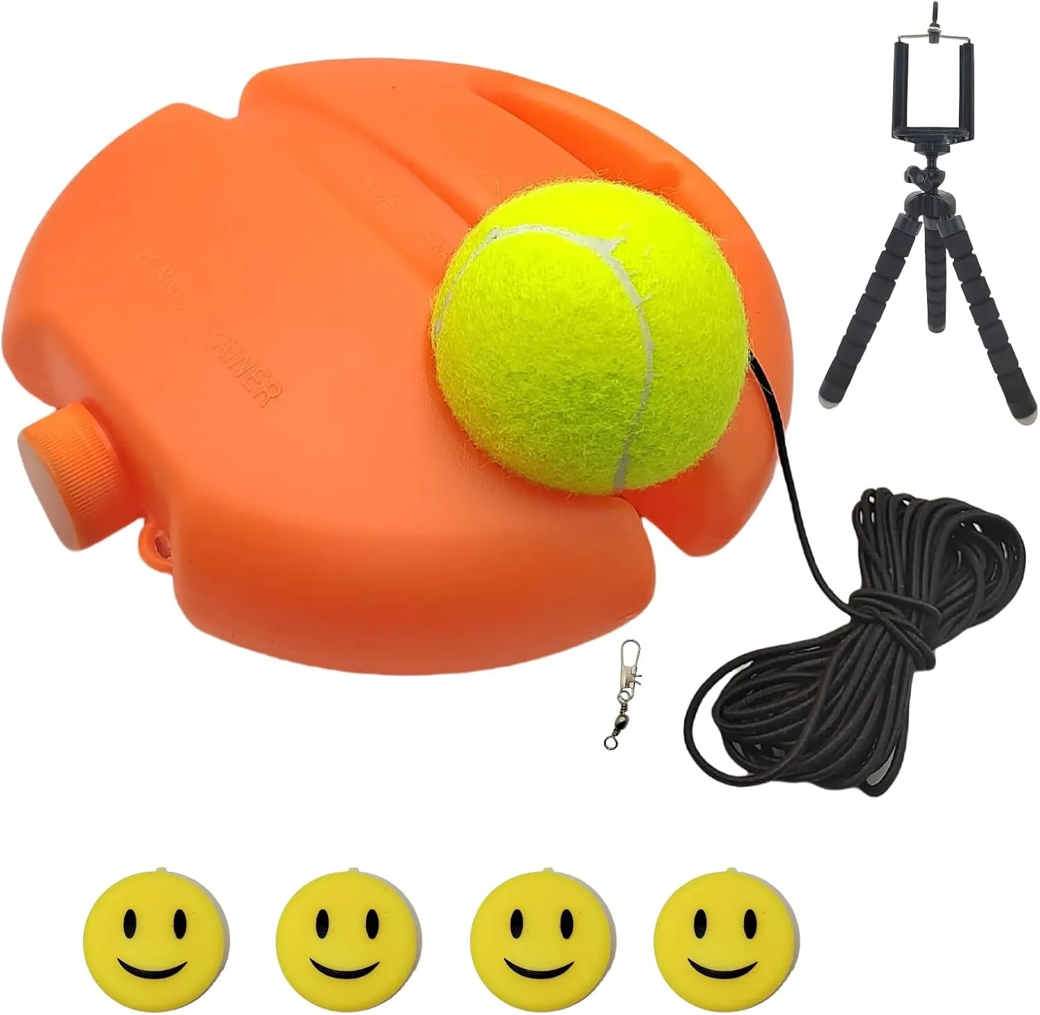 KIDAC Solo Tennis Trainer, Portable Rebounder with String, Practice Ball, Self Training Tool for Skill Improvement, Includes 1pcs Trainer, 1pcs Universal Camera Stand, 4pcs Tennis Dampeners