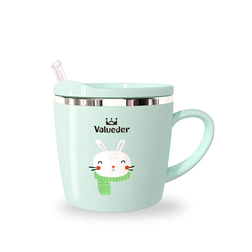 Kids Learning Cup Baby Trainer Mug for Milk Water Coffee, Hot Chocolate Juice Smoothies, 7oz, Bunny Tiffany