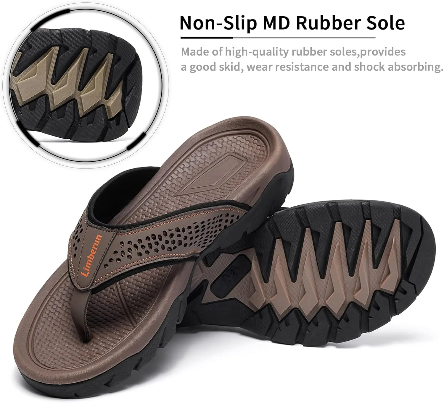 Limberun Mens Flip Flops Arch Support Comfort Orthotic Thong Sandals Open Toe Athletic Straps Orthotic Hiking Sport Outdoor Summer Beach Shoes